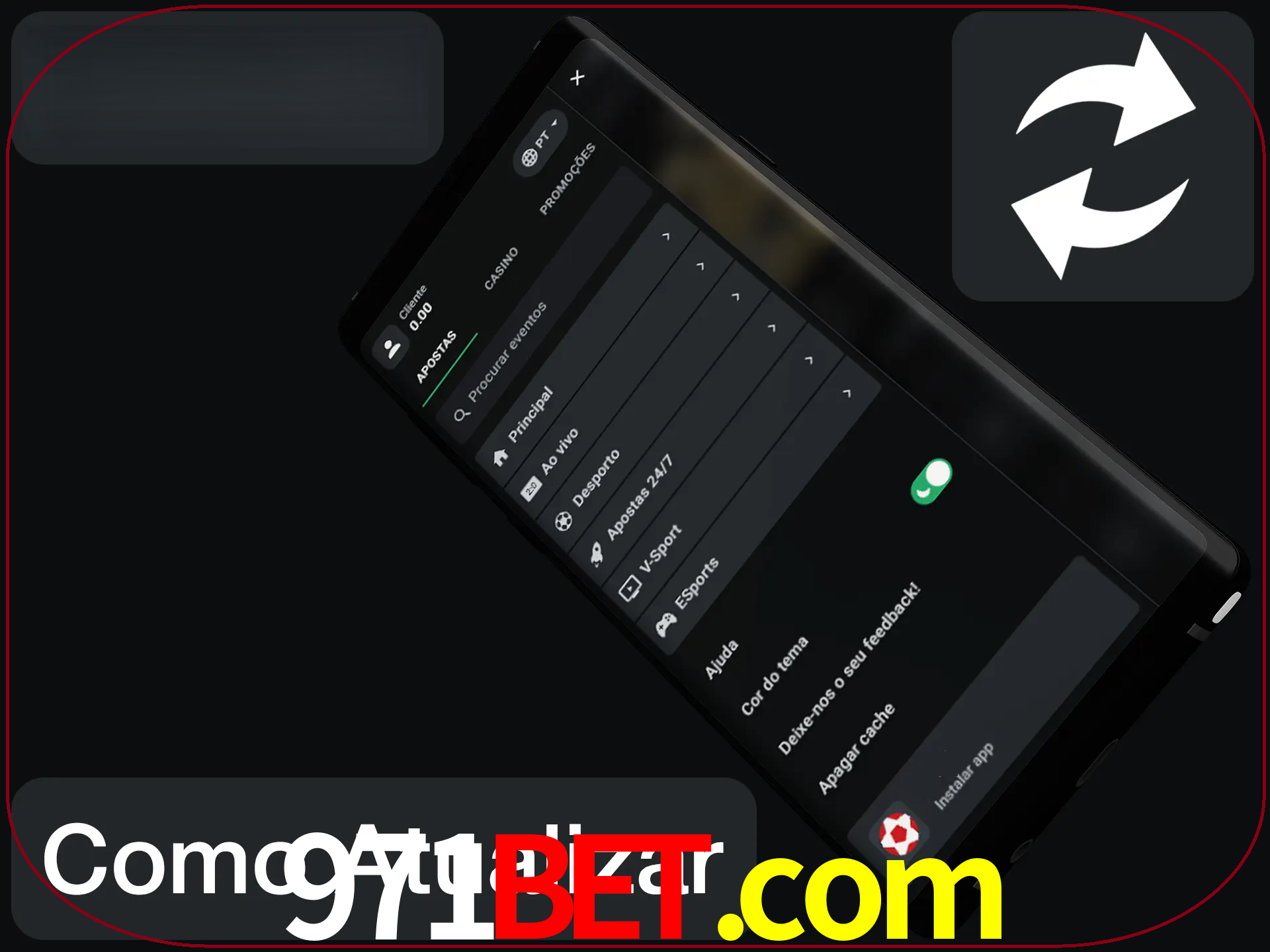 O aplicativo é atualizado automaticamente quando você faz o login.